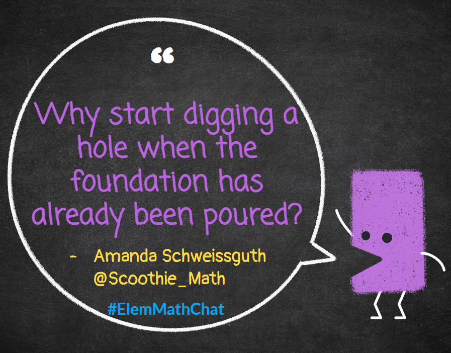 I am passionate about this idea and strive to help teachers work smarter, not harder in doing this. Stop trying to reinvent the wheel and starting over each year with the students! #ElemMathChat