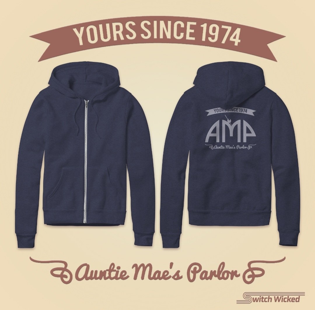 AuntieMaes's tweet image. Mae's Gear Alert!
Very limited run! On sale tomorrow 10/21 through Sunday 10/23 only. And only available to purchase online! AMP Zippered Hoodies from our friends @SwitchWicked. 
Link to purchase will be posted tomorrow 10/21.