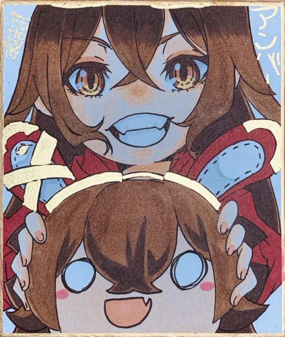 おはようございまーす(*'∀`)きんようびー☆ミ今日はお休みとったのでスイパラ原神コラボに行くのです(*⁰▿⁰*)たーのしみーというわけで今日の過去絵は神里ちゃんとアンバーなのです(*'꒳`*)色紙描くのすきー☆ミ 
