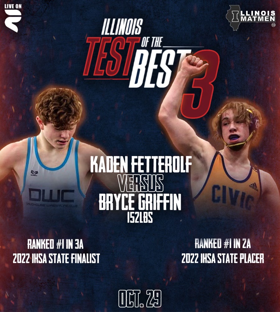 Your 152lb match up for #Test3 Get that 🍿 ready! Fetterolf vs. Griffin happens 10.29.22 Only on Rokfin.com/ILMatmen