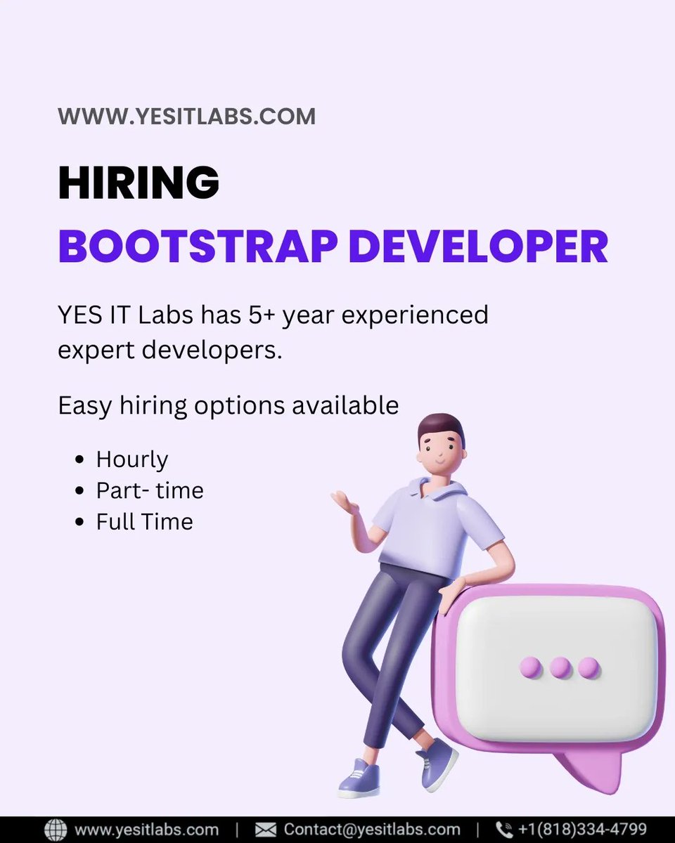YESITLabs's tweet image. Build fast, responsive sites with Bootstrap
Hire Bootstrap dedicated developers according to your project need 
Contact Us:  +1(818) 334-4799
Or Visit: buff.ly/2MsvnUP
 #bootstrap #bootstrapping #bootstrapdevelopers #responsive #responsivewebdesign
