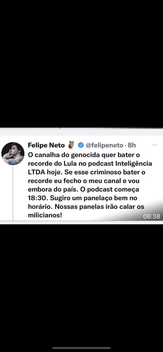 eliasmelo79's tweet photo. @felipeneto Tchau querido! https://t.co/XAXfEpf2wK