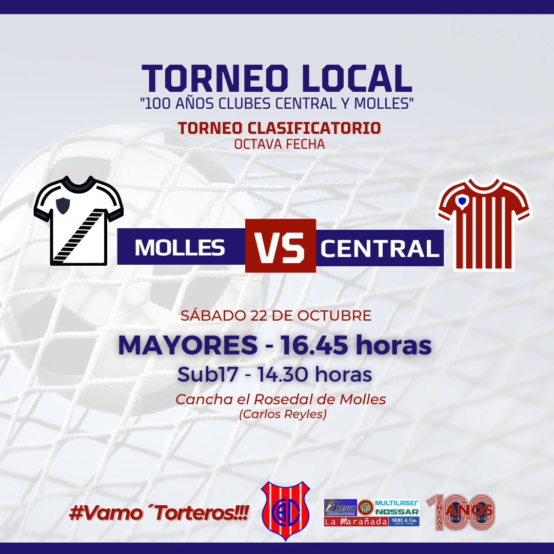 Central1922's tweet photo. Este sábado nos vamos a la localidad de Carlos Reyles a enfrentar al Club Molles.

#VamosTorteros https://t.co/F9N3Xz1mV9