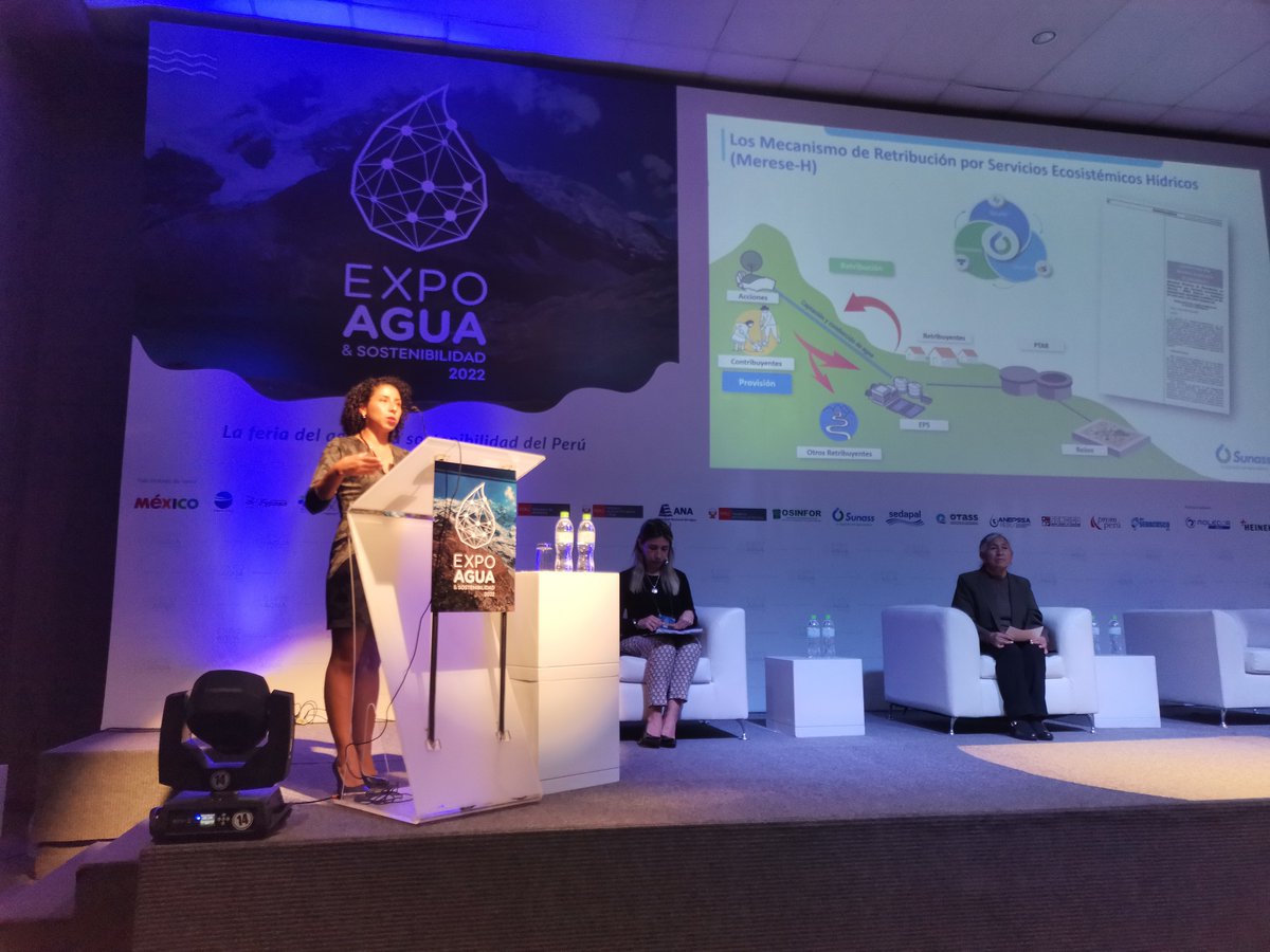 sunassperu's tweet photo. En la Mesa redonda Merese – Mujeres de la #ExpoAguaySostenibilidad, Milagros Torres, especialista del Área de Prestación de Sunass, presentó los avances del regulador en la implementación del enfoque de género en los Mecanismos de Retribución por Servicios Ecosistémicos Merese-H. https://t.co/Co7eppcvVX
