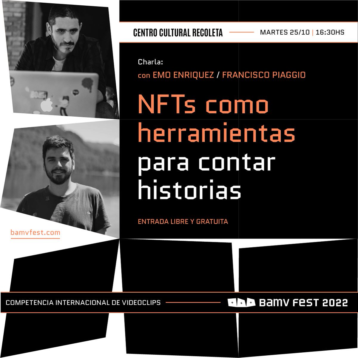 Para quienes anden por BsAs, la semana próxima arranca el <a href="/BAMVFest/">BAMV</a> !!
Vamos a estar con <a href="/fipiaggio/">Fran Piaggio</a> charlando un poco sobre NFTs y algunas de las posibilidades que nos dan.

#NFTCommunity #NFTartist