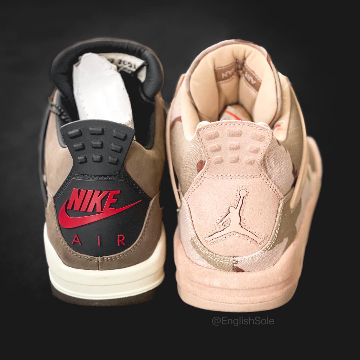 EnglishSole's tweet photo. 🟤 or 🪖? You taking the Travis or the Aleali 4s? I guess we’re becoming a Jordan 4 fan page lately 😬
.
.
.
#highsnobietysneakers #hypebeastkicks #complexkicks #nicekicks #jordanpe #playerexclusive #jordansample #jordan4 #jordan4s #travisscott #alealimay https://t.co/4paB2NZ4wO