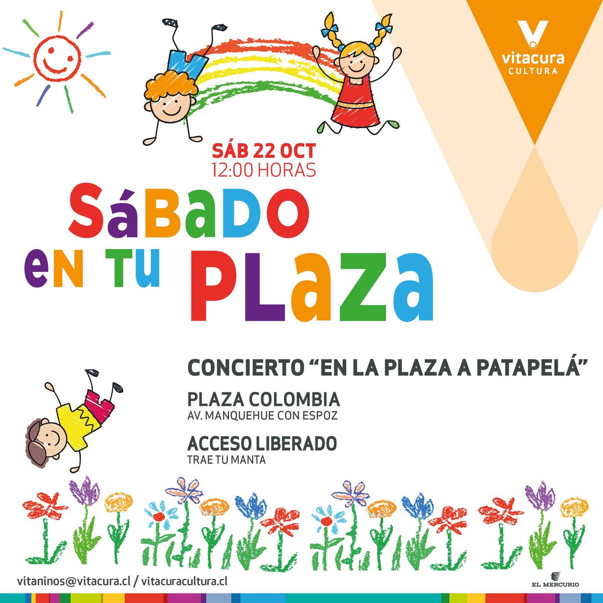 LosPatapela's tweet photo. Acompáñanos el sábado 22/oct a las 12 hrs en la Plaza Colombia de Vitacura (Manquehue / Espoz) donde presentaremos nuestro concierto teatral #EnLaPlazaAPatapelá

Actividad gratuita 😃

Te esperamos! 👣🎶

Organiza @CulturaVitacura #Vitaniños

#lospatapelá #músicainfantil #mocilyc https://t.co/69Q4fsEv2G