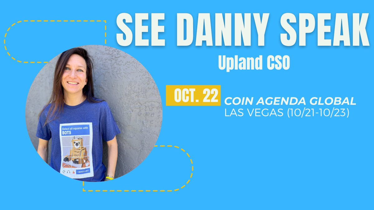 UplandMe's tweet photo. We are excited to announce that @Dannyhbrown Chief Staffing Officer of @Uplandme will be speaking on behalf of Upland at @CoinAgenda in Las Vegas this Saturday October 22, 2022! 

Register for the event 

https://t.co/RuvA0ylC4t https://t.co/pQ0nmkFTzC