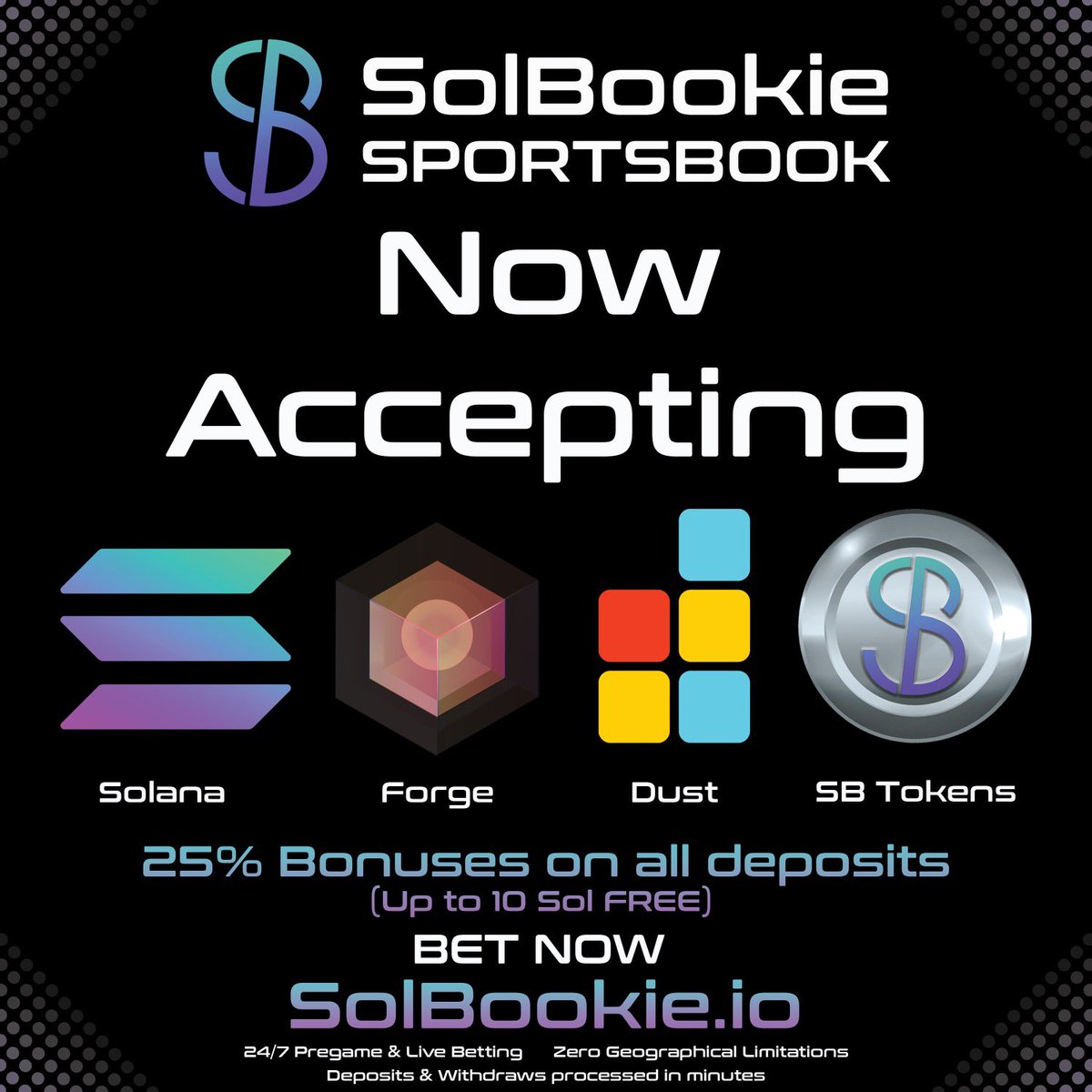 Now Accepting $SOL $SBT $FORGE and $DUST 🌞📓