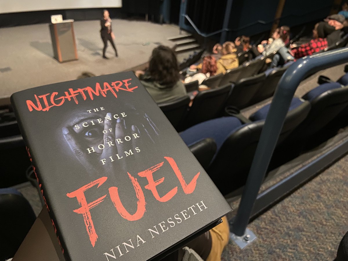 JenKayLU's tweet image. Gone from being a big horror chicken 🐔 to attending a “science of scary movies” book launch. TIL: ⁦@cestmabiologie⁩ and I both had very scary mushroom haircuts as kids. @ScienceNorth⁩