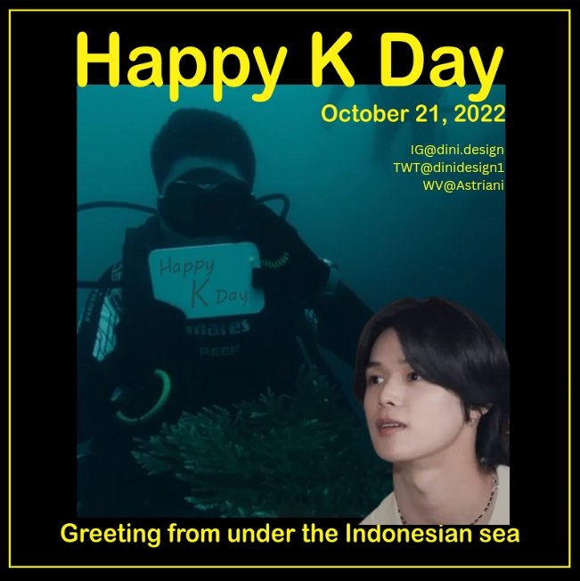dinidesign1's tweet photo. Happy K Day 😍💚 October 21, 2022
Greeting from under Indonesian sea 🇮🇩
@andTEAM_members @andTEAMofficial @KWORLDBASE_twt 
#to_K #andTEAM #andTEAM_K #diving https://t.co/EeINQF38wA