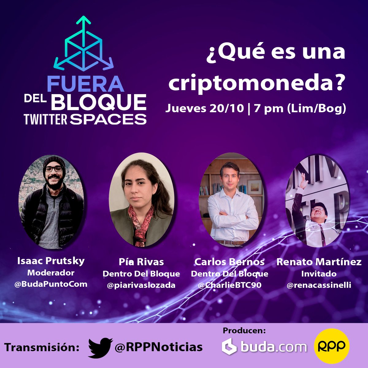 🪙 🌐 ¿Sabes que son las criptomonedas y qué es la tecnología blockchain? 🤔

➡️ A las 7 pm  #TwitterSpace con el equipo del #podcast Dentro del Bloque y hablaremos de ello en x.com/RPPNoticias