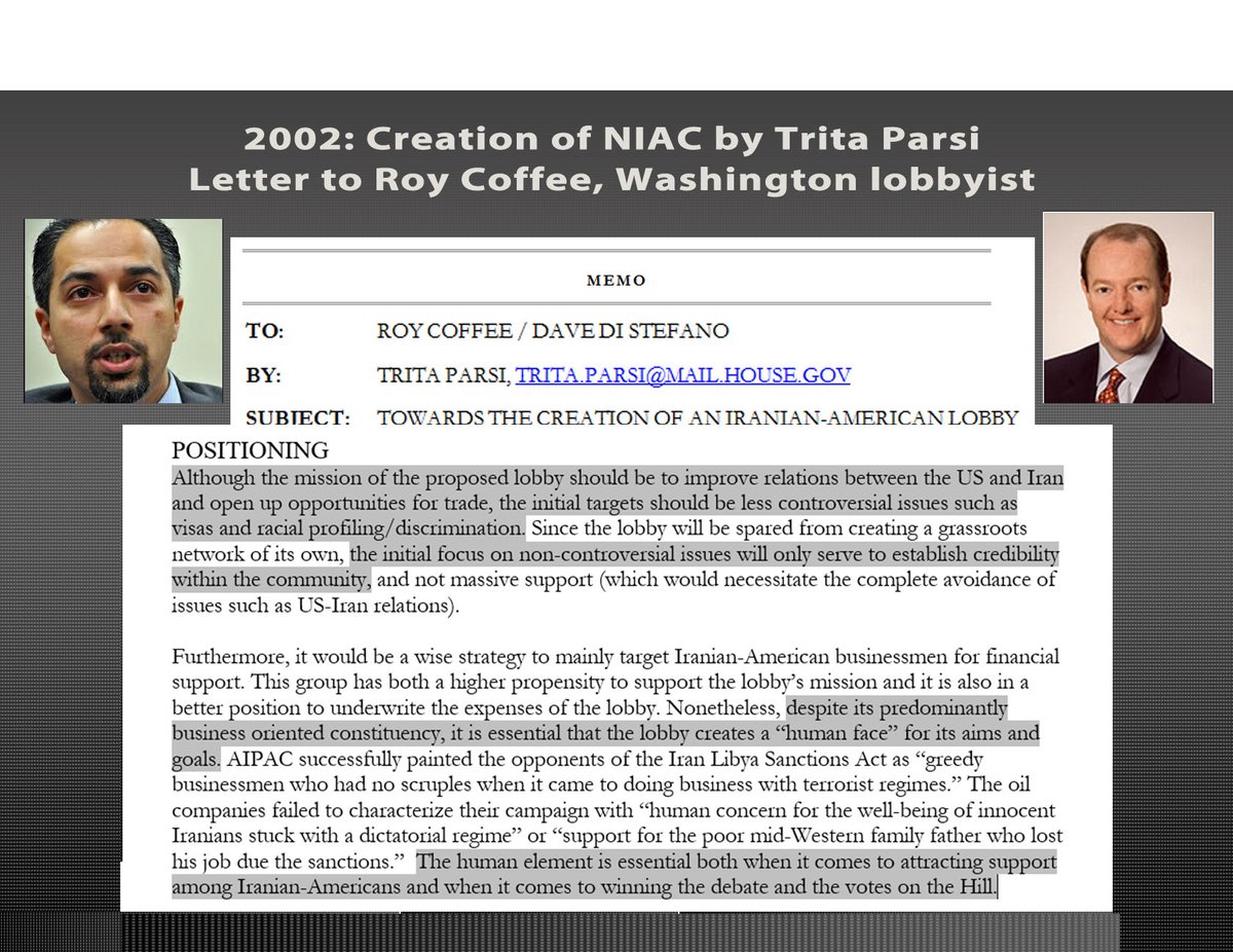 Trita Parsi & NIAC’s intentions were clear from the very beginning. In this email Parsi says that his main goal was to “improve” relations between America & the Islamic Republic but pick an “uncontroversial” topic to focus on in order to trick #Iranian-Americans. #IranLobby