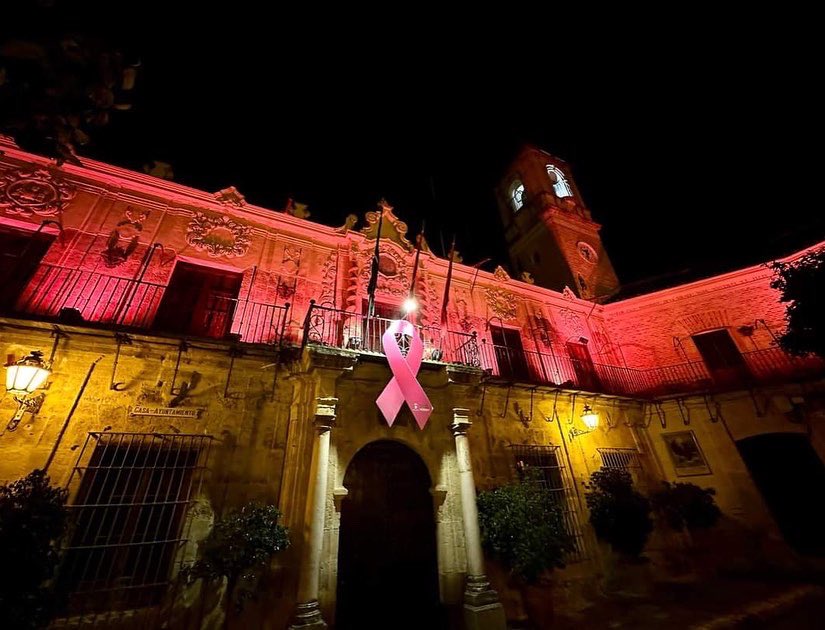 FranCarrasco's tweet photo. Así luce desde esta noche nuestro Ayuntamiento por una causa tan importante como la #luchacontraelcáncer
Igualmente, este domingo y el domingo 6Nov teñiremos las calles en la ‘V Marcha Rosa contra el cáncer’ de #LoradelRío y en la ‘IV Marcha Rosa’ de #ElPriorato, respectivamente https://t.co/mpor4qLa1W