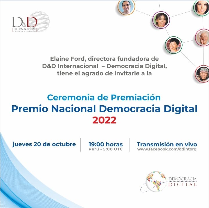ddintorg's tweet photo. Sigue la transmisión en vivo 👇

https://t.co/sSSh5JpmYK

Estamos por iniciar en breve la Ceremonia de Premiación 
#DemocraciaDigital
2022 https://t.co/o9m09B9jRJ