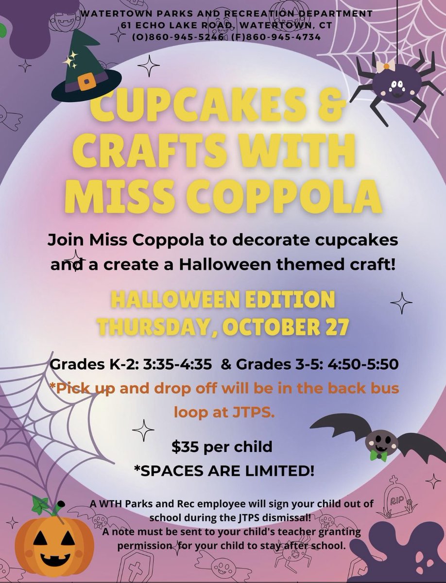 There are still a couple spots left for my cupcake class next week! Students will be creating Halloween themed cupcakes and a spooky craft! Sign up with Park &amp; Rec today! #teacherthatbakes