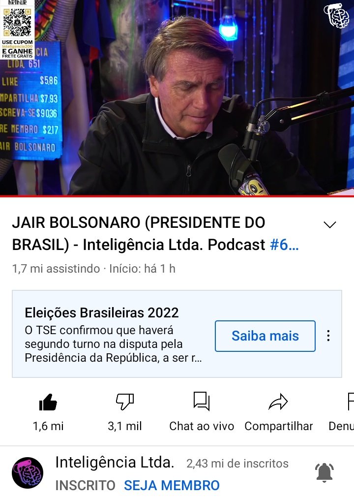 ygorcabral_'s tweet photo. BOLSONARO ACABA DE BATER 1.7 MILHÃO DE ACESSOS SIMULTÂNEOS NO INTELIGÊNCIA LTDA PODCAST! REITERO AQUI QUE, É A MAIOR AUDIÊNCIA DE UM PODCAST DA HISTÓRIA DO YOUTUBE NO MUNDO!!!
🇧🇷🇧🇷🇧🇷🇧🇷🇧🇷🇧🇷🇧🇷🇧🇷
#BolsonaroNoInteligencia 
#BolsonaroReeleito https://t.co/iZcBMJHrNa