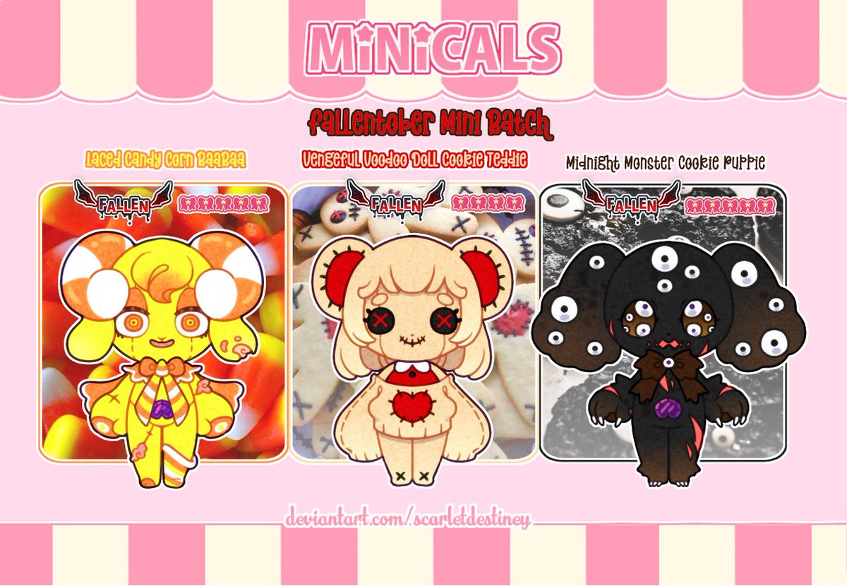 SweeticalsWorld's tweet photo. A very special batch of baddie rogue Minicals have escaped the bakery! 🎃

🎀Auction link below! 👇 https://t.co/ZHPb7okWyw