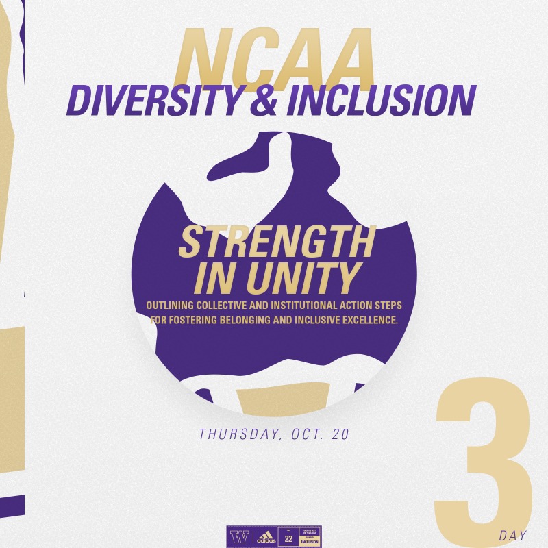 UWAthletics's tweet photo. Day 3 of the #NCAAInclusion Campaign: Strength in Unity

We're proud to recognize the work UW Athletics is doing to foster an inclusive environment with ongoing DEI initiatives, incl. the 3L Series, EIB Council, &amp; Heritage Month celebration plans. The work continues!

#GoHuskies