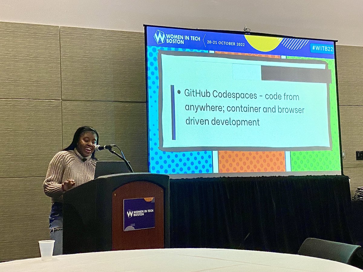 Mirantel's tweet photo. Great tech workshop by @blackgirlbytes. I only today realize that GitHub has .dev mode for repositories. Thank you! #WITB22 https://t.co/SzNZYw8JPt