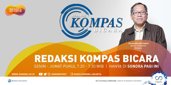 SonoraFM92's tweet photo. Now simak ulasan #RedaksiKOMPASBicara bersama Mas Tri Agung Kristanto - Wapemred
@hariankompas
Streaming:
https://t.co/4gau7fGbzJ
di #SonoraNetwork & #SmartFMNetwork https://t.co/RA4l2yteET