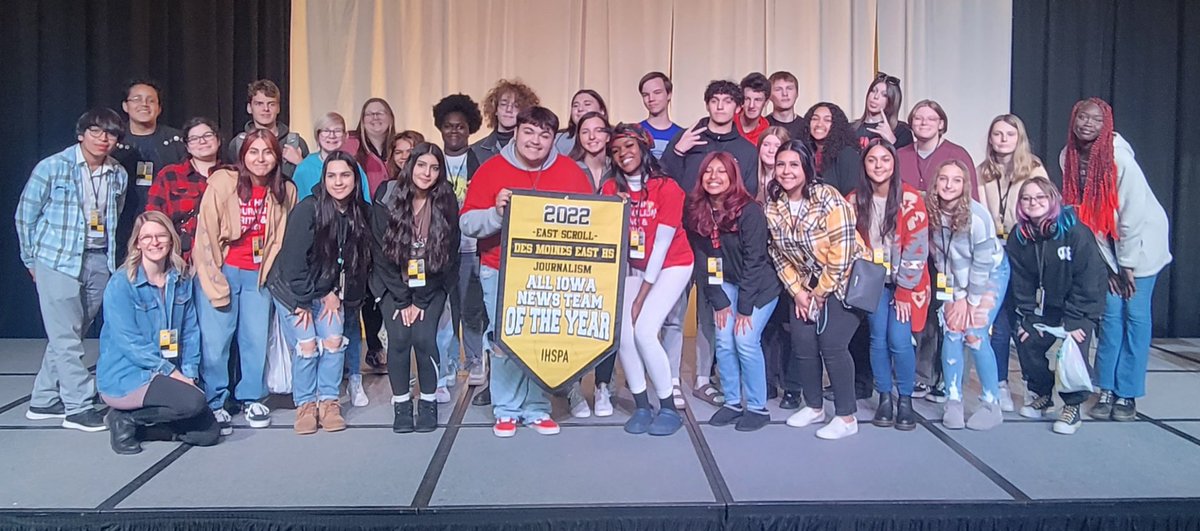 MsNiemeyerEHS's tweet photo. What a day. @EastScroll takes home their first ever @ihspa News Team of the Year award. No words describe how proud I am. Shout out to all of the former Scroll staffers &amp; editors who laid the foundation for this accomplishment. #squad https://t.co/t9nAIFi0ih