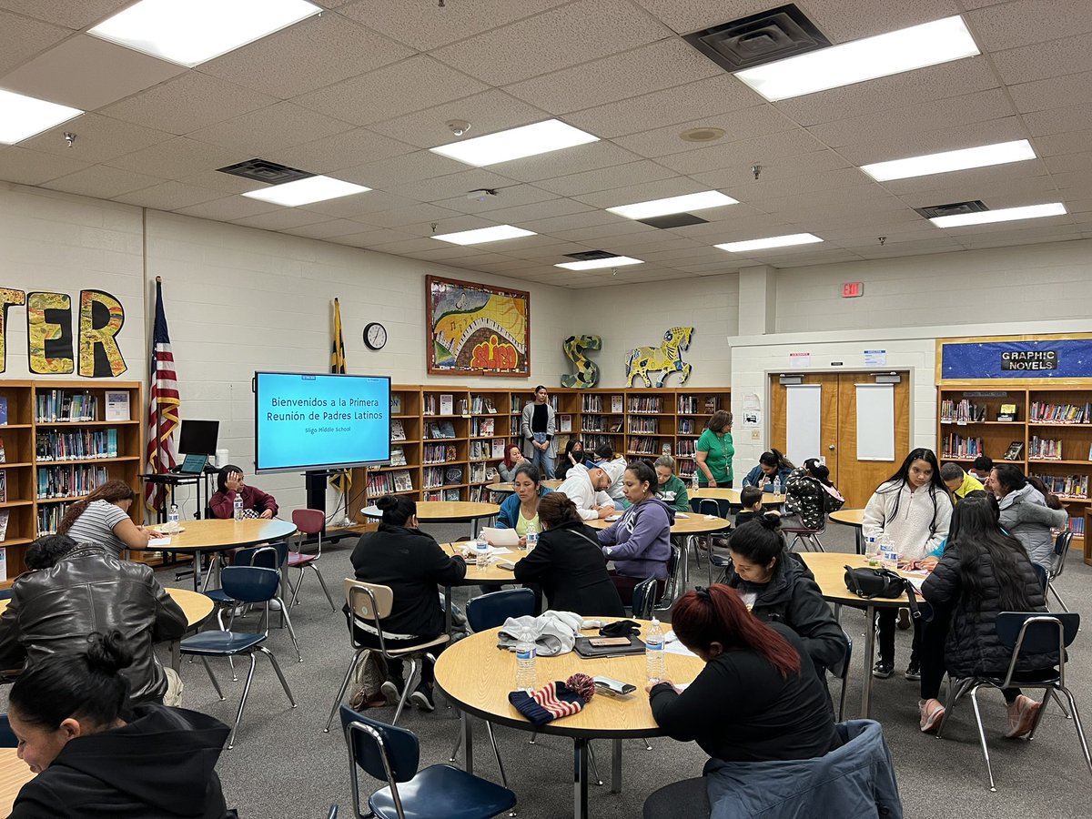 Sligo MS’ Latino Parent Partnership returned with our first meeting this school! Tengo una buena noche con familias de Sligo! #familyengagement