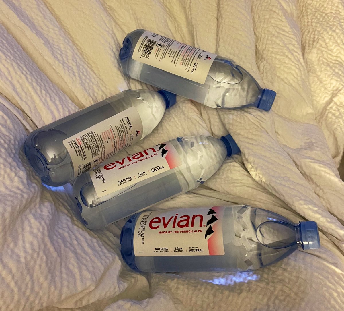 KateElyse's tweet photo. This hotel in Cleveland only had Aquafina. My husband had to go to 3 stores to find me Evian. He is truly a PGOM.🤍 https://t.co/0fk7LmmxiV
