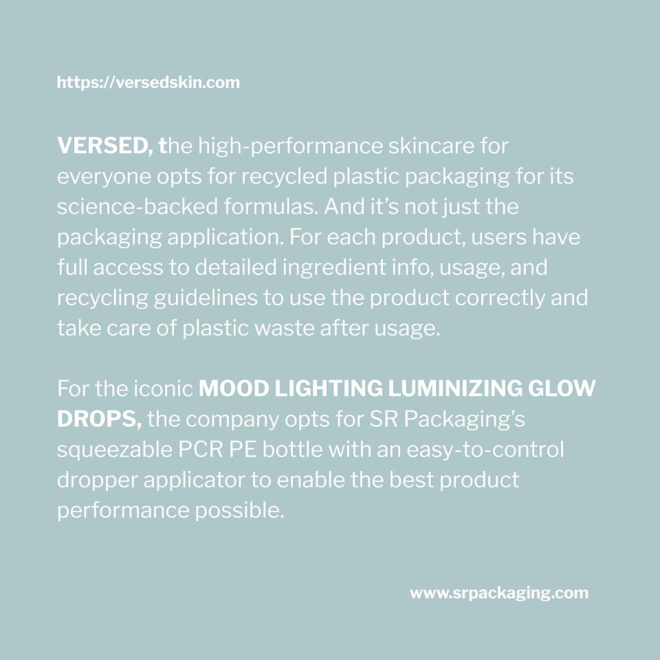 sr_packaging's tweet photo. #VERSED, the high-performance #skincare opts for #recycledplastic #packaging for MOOD LIGHTING LUMINIZING GLOW DROPS, the #squeezable #PCR PE #dropperbottle with an easy-to-control #dropper to enable best application possible.

https://t.co/hs7VgGuT3E

#beauty #cosmetics #makeup https://t.co/tMw5sV0U6m