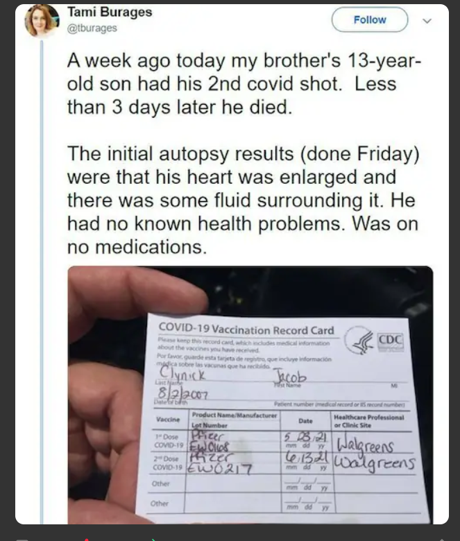 ShellyMarven's tweet photo. AND you let Walgreens give the jab, not bad enough you let him take it, then you take him to incompetent boobs to give it to him. #parentswakeup https://t.co/qBNiB4t225