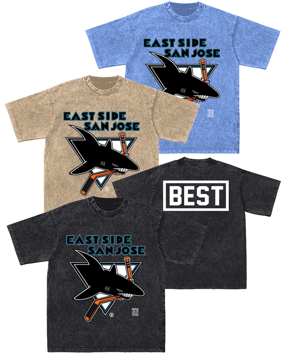 BreezyExcursion's tweet photo. New Hometown Drop! SNOW WASH ESSJ Sharks tees. Available in all territories. #breezyexcursion #ftrwtb #sharksterritory #sanjosesharks #essj #sanjose #sanjosecalifornia https://t.co/y8wjyTkRiu