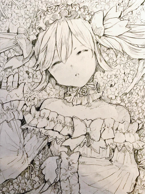 池袋で人を待っている時に描いたスリーピングミクさん¶(⁄•˅̮•∖)⁋草を描くと、いくらでも時間が使えちゃう  