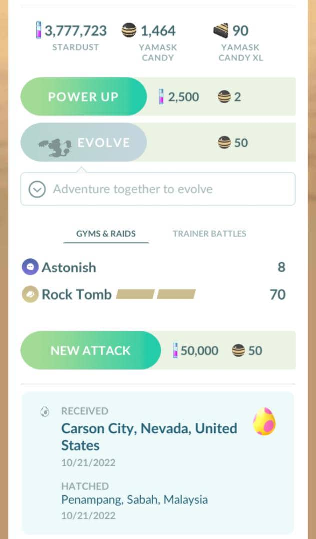 Dachril_L's tweet photo. Morning hatch after jog in the park. First shiny for this halloween event. 😁 

#shinyhatch 
#ShinyPokemon 
#Pokemongohalloween 
#shinyGalarYamask 
#groundplayer
#teammystic 
#pokemongosabah 
#pokemongomalaysia https://t.co/iH2BCUxO8X