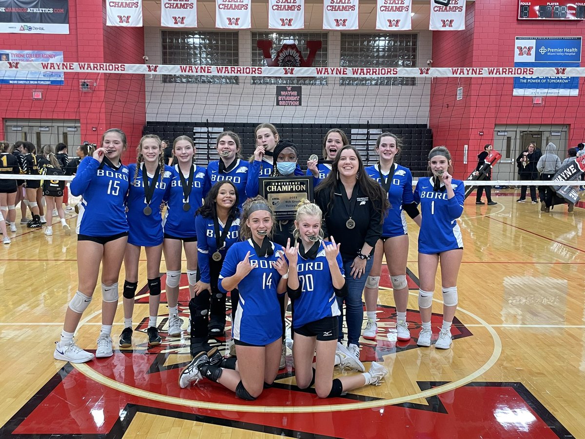 AstAD_Boro's tweet photo. CHAMPIONS!! 8th Grade Volleyball defeats the Centerville Elks in the @GWOC championship!

8th grade finishes their season with a fantastic record of 21-2! 

7th/8th both take home the hardware! 
GO BORO!! Future looks bright for BORO Volleyball! 
@Springboro_SJHS @Boro_Panthers https://t.co/XuPrWbdBIt