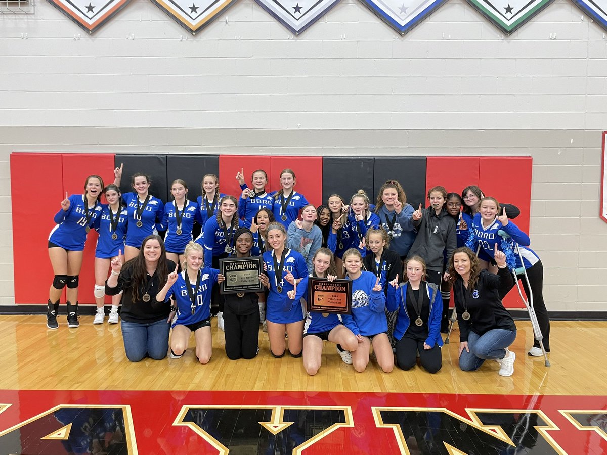 AstAD_Boro's tweet photo. CHAMPIONS!! 8th Grade Volleyball defeats the Centerville Elks in the @GWOC championship!

8th grade finishes their season with a fantastic record of 21-2! 

7th/8th both take home the hardware! 
GO BORO!! Future looks bright for BORO Volleyball! 
@Springboro_SJHS @Boro_Panthers https://t.co/XuPrWbdBIt