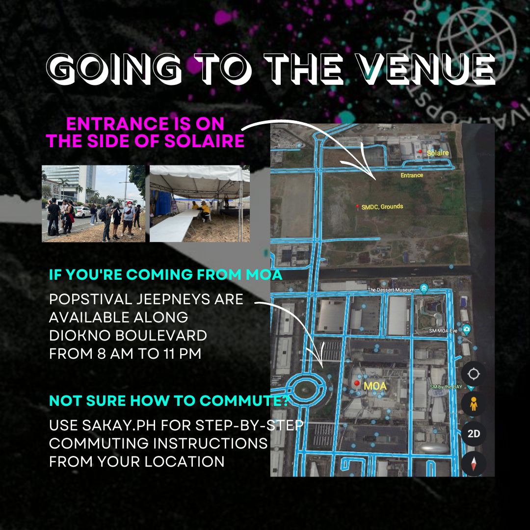 team_superiors's tweet photo. Ready to support @felipsuperior and @SB19Official at #POPstival2022? Here are some reminders and a quick guide on how to get to SMDC Festival Grounds🤘

Unsure how to commute? Use https://t.co/6uIjH8nAEt to get instructions from your location to the festival venue 😉 https://t.co/wjUferbdK7