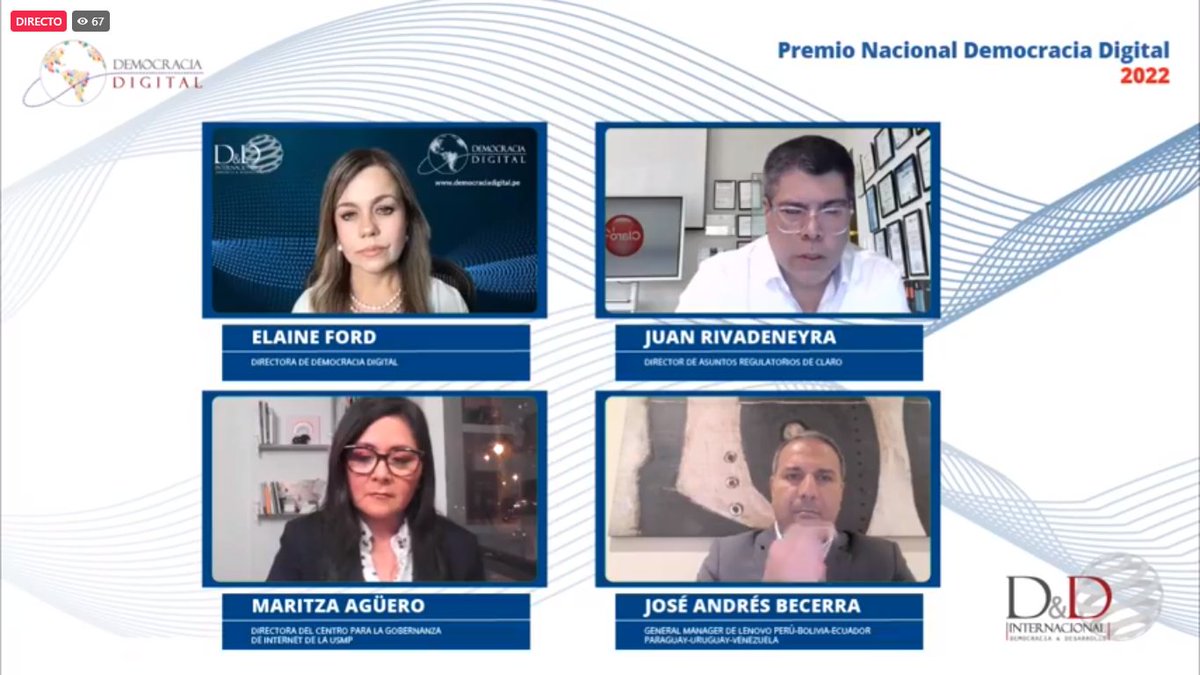 ddintorg's tweet photo. 💠Juan Rivadeneyra @jotarivadeneyra, director de Asuntos Regulatorios de CLARO, presenta la “Categoría Sociedad Civil” en la Ceremonia de Premiación “Premio Nacional Democracia Digital 2022” 🏆

@Demodig @ddintorg @elaforde @UNESCOPeru
#Premio2022 #DemocraciaDigital https://t.co/skBxKOBQBB
