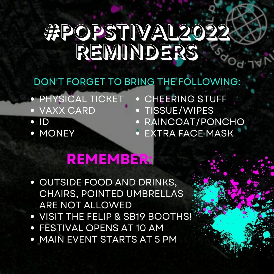 team_superiors's tweet photo. Ready to support @felipsuperior and @SB19Official at #POPstival2022? Here are some reminders and a quick guide on how to get to SMDC Festival Grounds🤘

Unsure how to commute? Use https://t.co/6uIjH8nAEt to get instructions from your location to the festival venue 😉 https://t.co/wjUferbdK7
