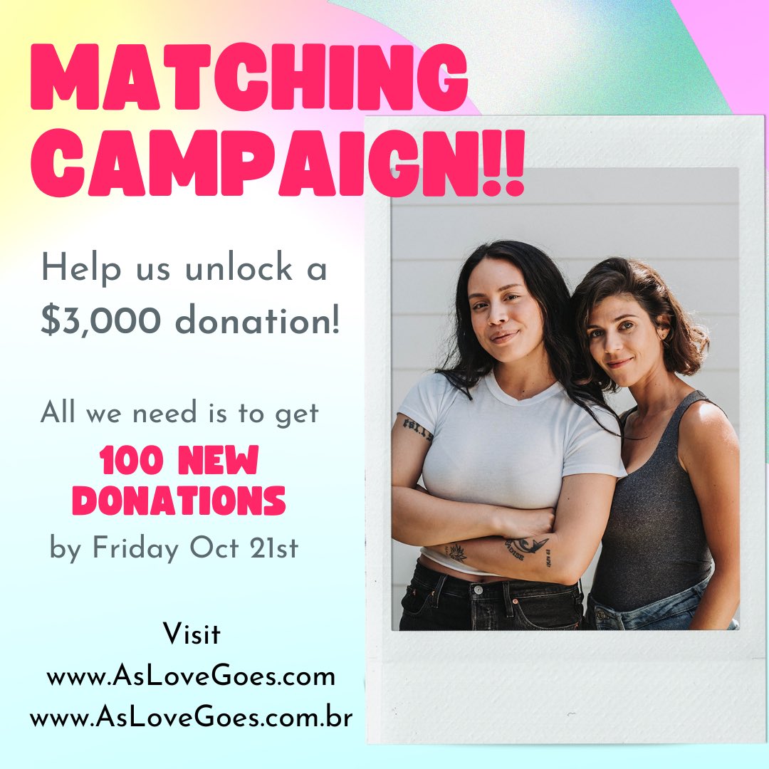AsLoveGoes's tweet photo. And we’re 46 donations and less than 48 hours away from unlocking our $3k matching donation! Contribute and share! We don’t want to see that money go 😬💸💸💸😬 https://t.co/gFpPaTMR9B