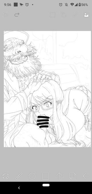 やっとキャラの線画でけた…いちおうですね、レインボー・ミカのつもりで描いてます 