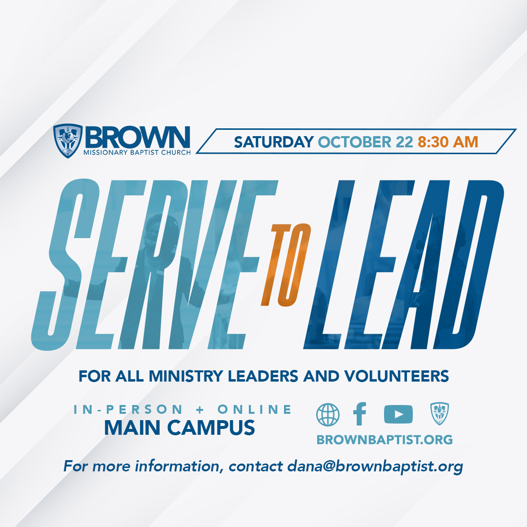 BrownBaptist's tweet image. Are you involved in any ministry at Brown? Join us for our Serve to Lead workshop Saturday, October 22 at 8:30AM! You can join us in-person or online at Brownbaptist.org. We can't wait to see you there!
💙
💙
#BMBC #YearofPower #BrownBaptist #Serve2Lead