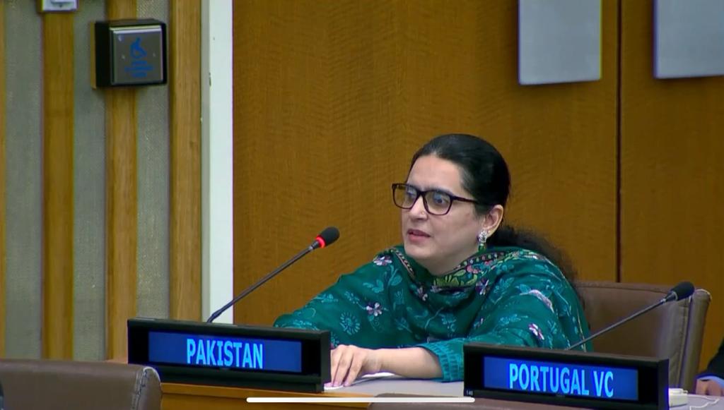 PakistanUN_NY's tweet photo. Disinformation is used as a weapon to suppress the news of Indiaโs war crimes, crimes against humanity & genocide perpetrated by 9 lac occupation forces in #Kashmir: Saima Saleem #RoR #3rdCommittee https://t.co/85XN7j6Qcn