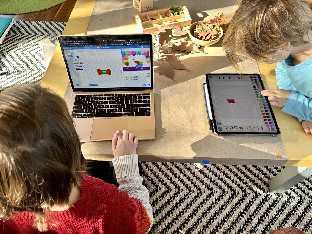 FroebelDesign's tweet photo. Learning how to write code! Homeschool is the best ❤️ #findingbalance with #technology #froebel problem solving #froebelhomeschool #montessori #montessorihomeschool #scratch #scratchmit #modernhomeschooler #homeschool #kidsandcode #robotics https://t.co/Tfr9MssMbY