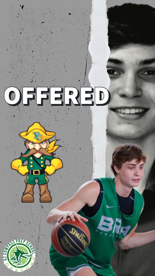 Congratulations to @AZCompass_Prep National Black Lucas Prolla @lucasprolla on his D1 Juco offer from Yavapai College. @YCMBasketball 🔥🐉 #FiveAsOne