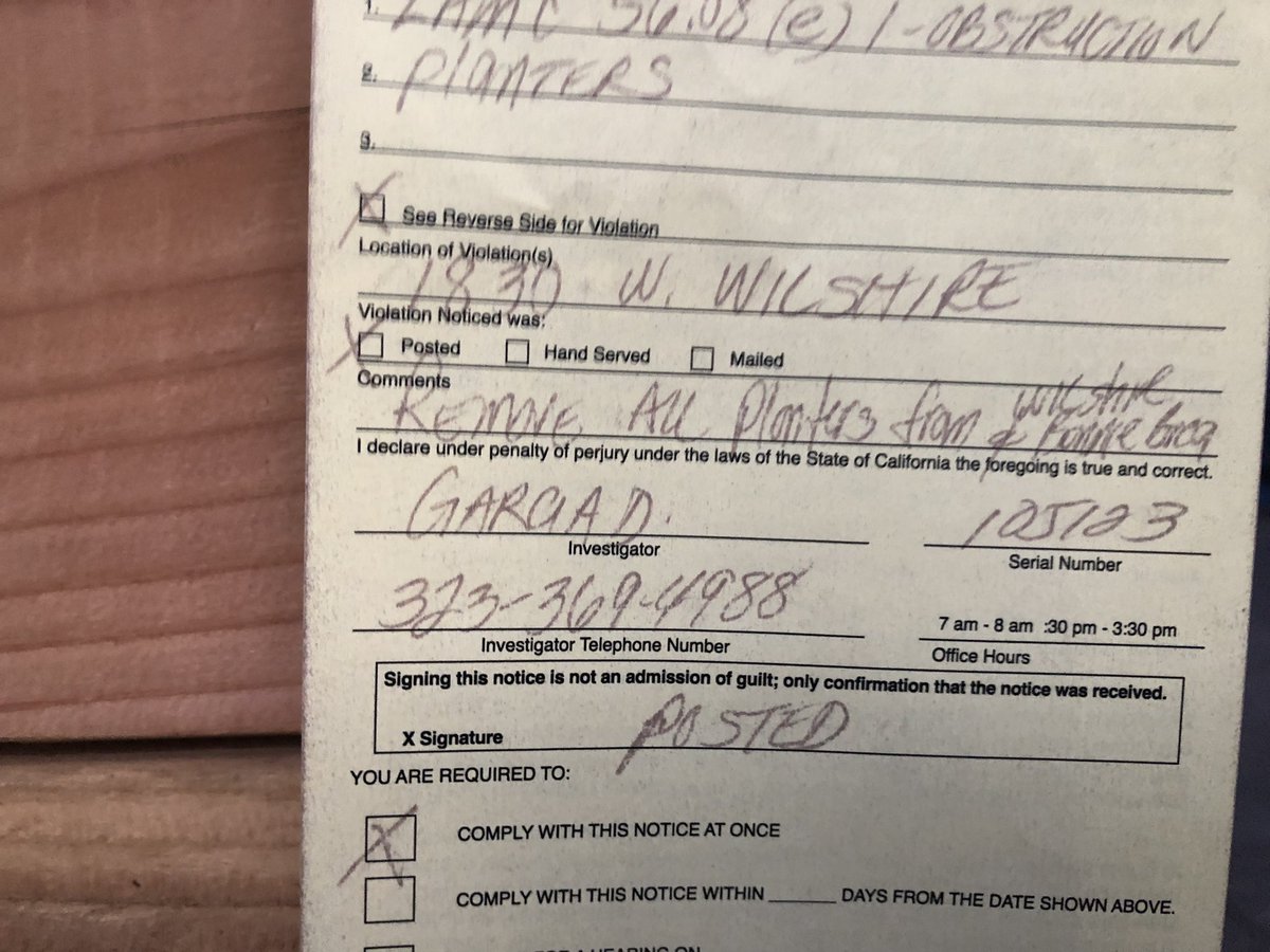 StreetWatchLA's tweet photo. Since @ShotOn35mm’s post about it, the planters at Wilshire and Bonnie Brae have been ticketed for violating LAMC 56.08….free dirt! #ProduceThePermit @LATACO https://t.co/tGfjC2ge0z