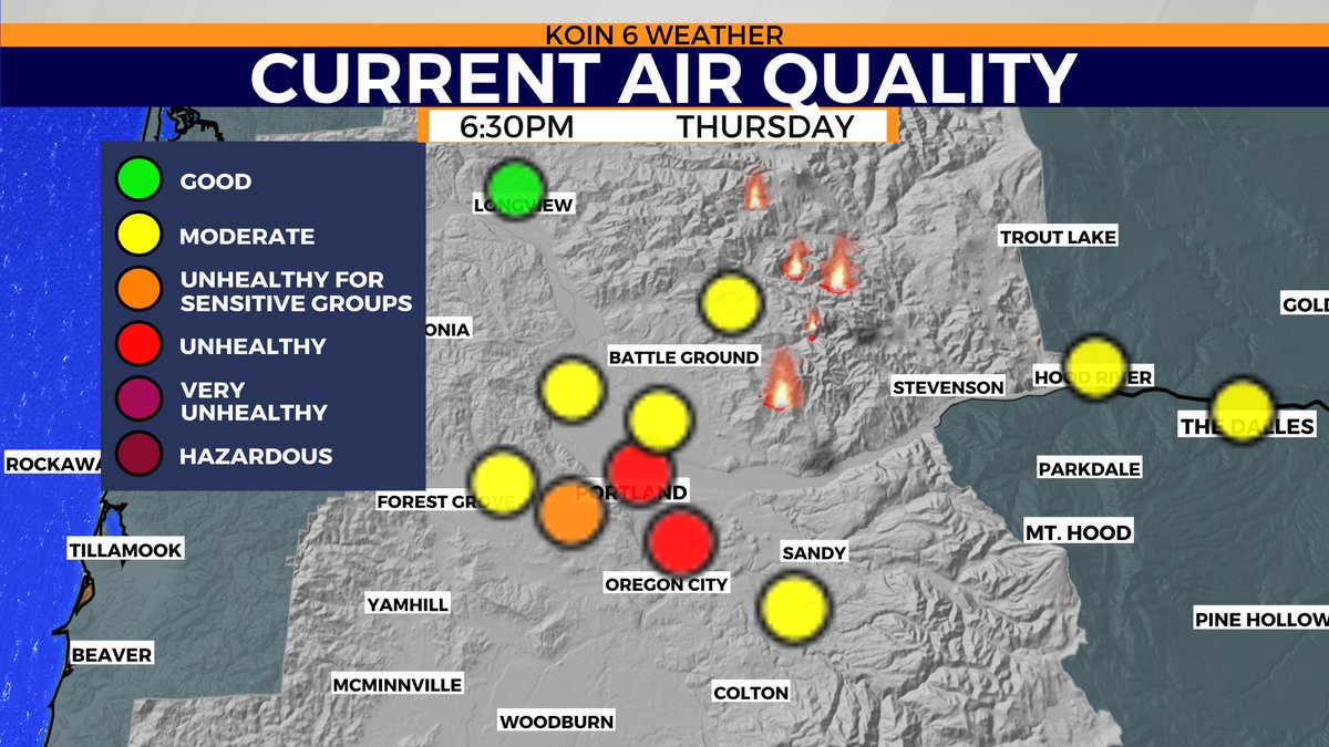 FlyingStenbock's tweet image. Air quality is still unhealthy for Portland but huge improvements are happening north and west of PDX. Starting Friday: Rain is on a comeback tour, just like the @backstreetboys "I've been walking 'round inside a haze...I, I wanna feel the rain again..."🎙️🎵 @KOINNews #orwx