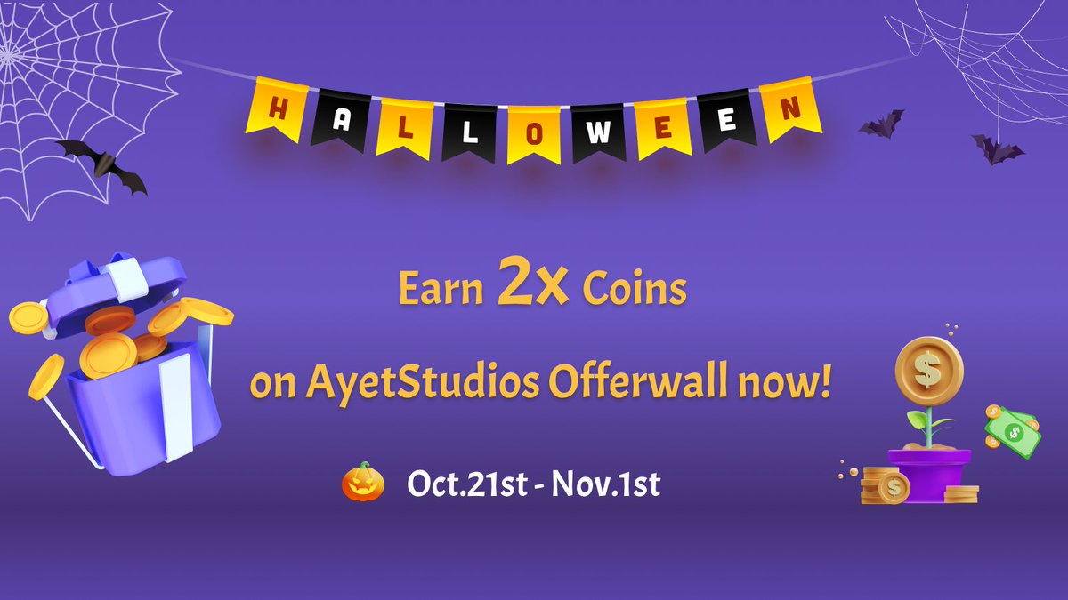 Beenetworkintl's tweet photo. Participate and win 2x Coins on AyetStudios Offerwall!
Hurry! Complete tasks and earn coins🥳
#beenetwork #beeofferwall #crypto https://t.co/rmfqIoMW9Q