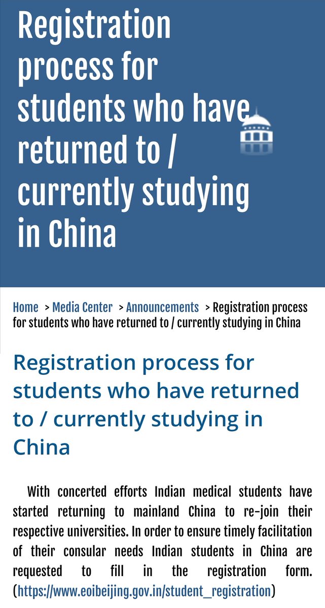 RachitaKurmi's tweet photo. For #Indian students who have returned to #China or are currently studying in China please get yourselves registered.
#takeUsBackToChina
@IndianChina @takeusbacktoCHN @MFA_China @JiRongMFA @MEAIndia https://t.co/5WcwN7MF6Y