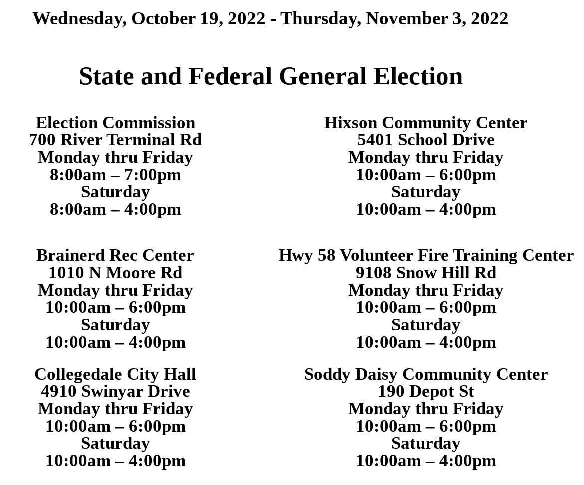SwingLeftChatt's tweet photo. Early voting in Tennessee is happening NOW!
Find your Hamilton County voting location at https://t.co/R5SCZx3Nwx https://t.co/ba2bH93TaG