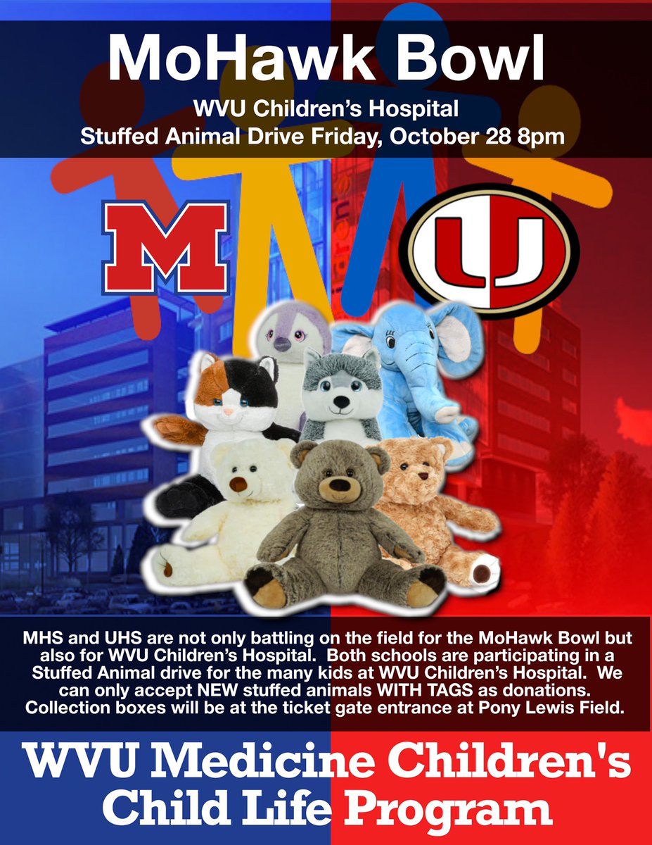 UHS and MHS are joining forces during the 2022 MoHawk Bowl to benefit the WVU Children's Hospital
